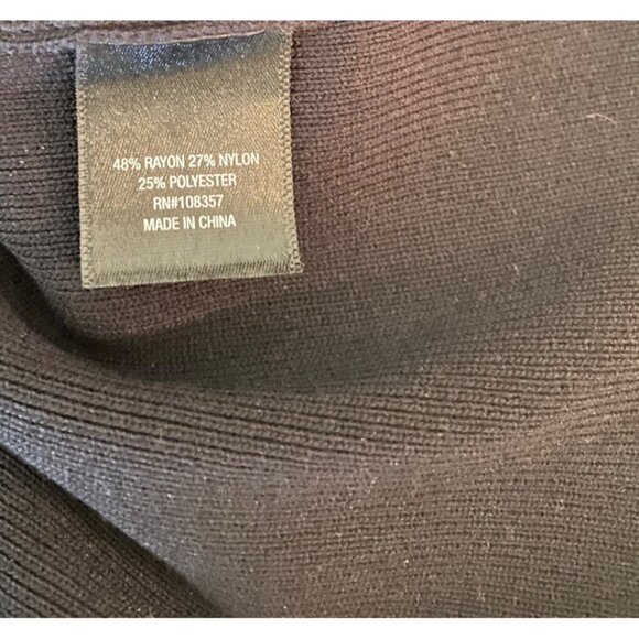 Worthington Womens Embroidered Black Sweater Bishop Sleeve Large - Picture 6 of 10